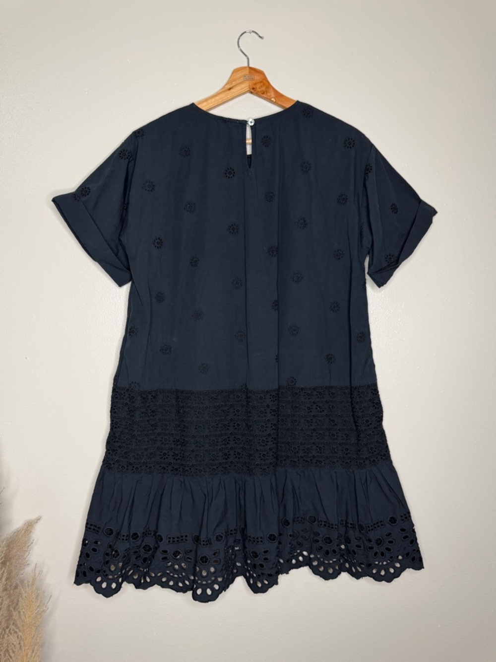 Sea New York Elysse Broderie Anglaise Cotton Mini Dress Black Women's Large - Picture 4 of 9
